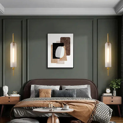 Modern brass e27 glass wall light bedroom sconce