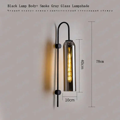 Modern brass e27 glass wall light bedroom sconce