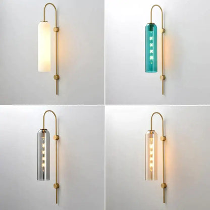 Modern brass e27 glass wall light bedroom sconce