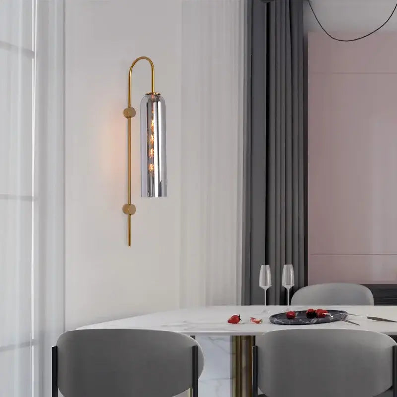 Modern brass e27 glass wall light bedroom sconce