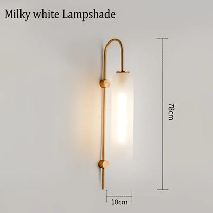 Modern brass e27 glass wall light bedroom sconce