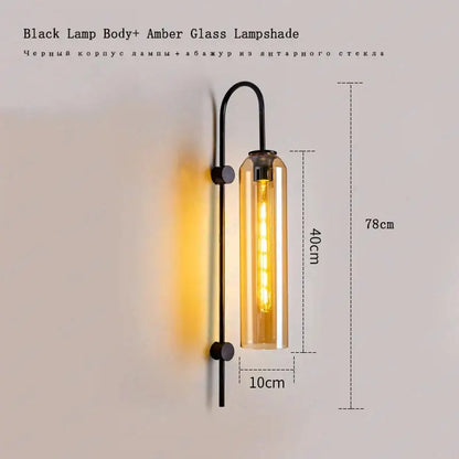 Modern brass e27 glass wall light bedroom sconce