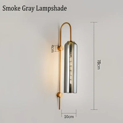 Modern brass e27 glass wall light bedroom sconce