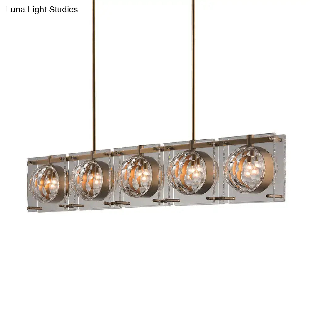 Modern brass faceted crystal pendant light dining room island lamp