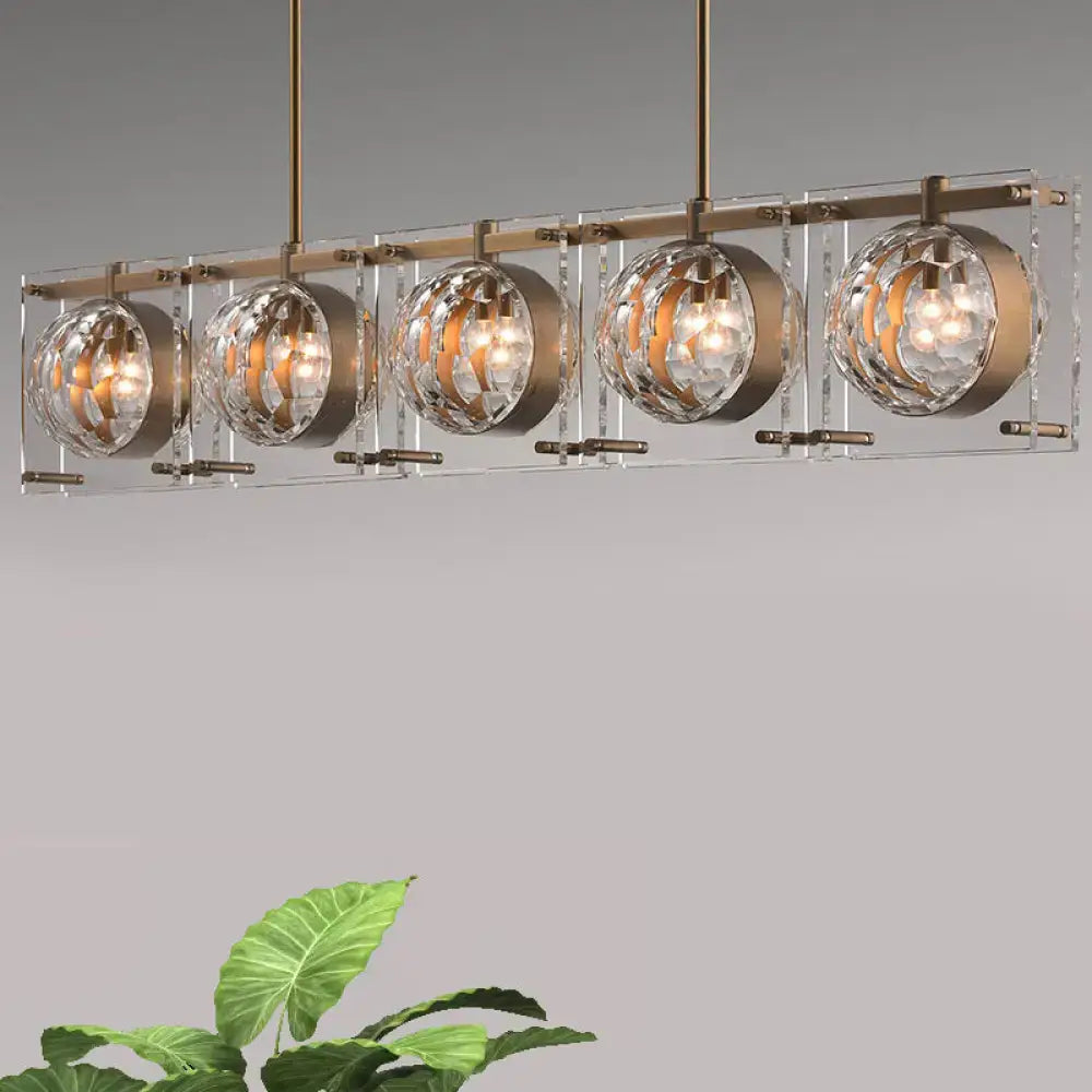 Modern brass faceted crystal pendant light dining room island lamp