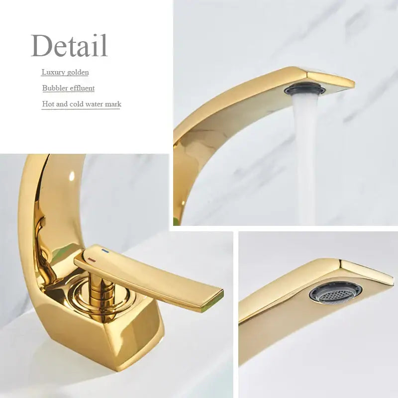 Modern brass faucet hot cold water mixer tap bathroom vanity sink