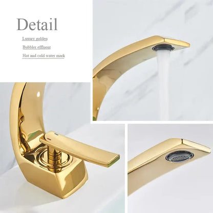 Modern brass faucet hot cold water mixer tap bathroom vanity sink