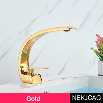 Modern brass faucet hot cold water mixer tap bathroom vanity sink