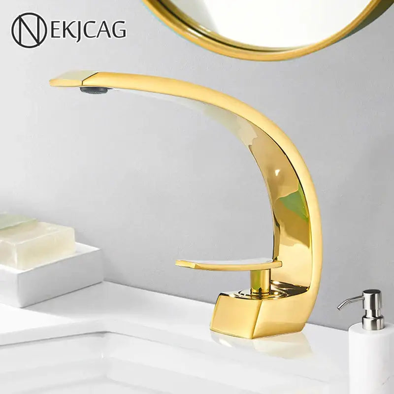 Modern brass faucet hot cold water mixer tap bathroom vanity sink