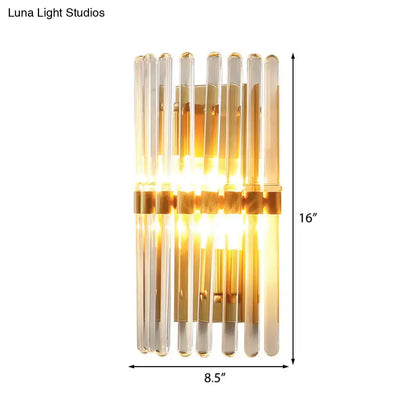 Modern brass finish clear crystal sconce lamp for bedroom