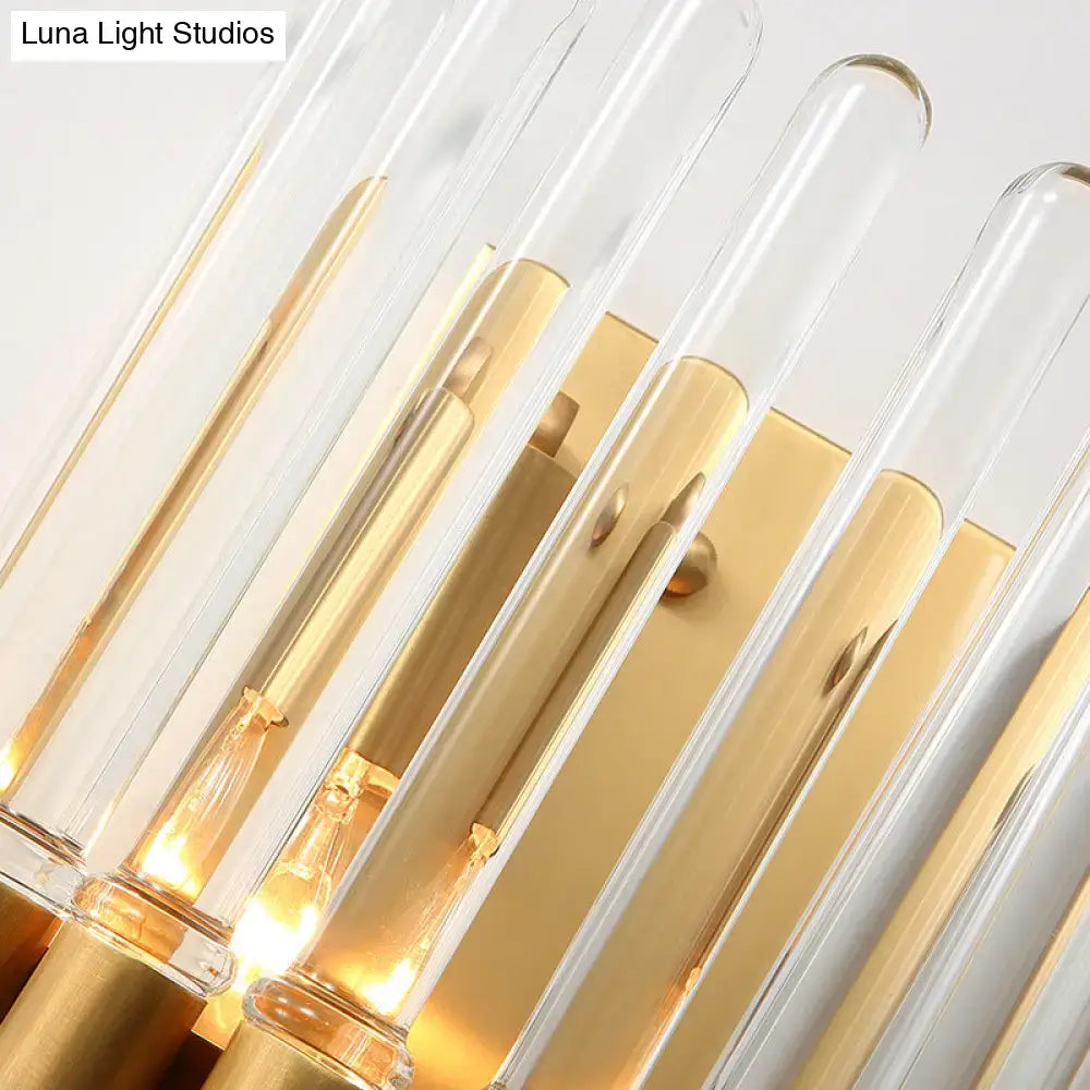Modern brass finish clear crystal sconce lamp for bedroom