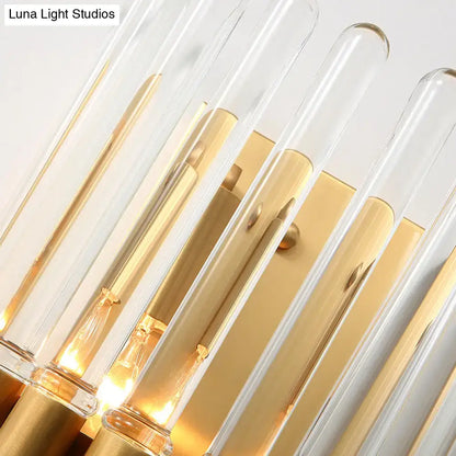 Modern brass finish clear crystal sconce lamp for bedroom