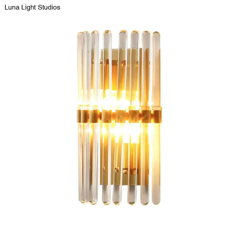 Modern brass finish clear crystal sconce lamp for bedroom
