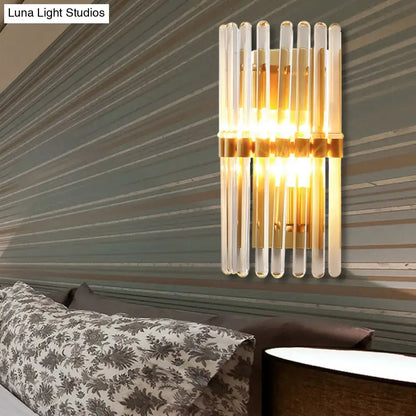 Modern brass finish clear crystal sconce lamp for bedroom