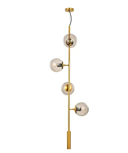 Modern brass five globe glass pendant lights for dining room
