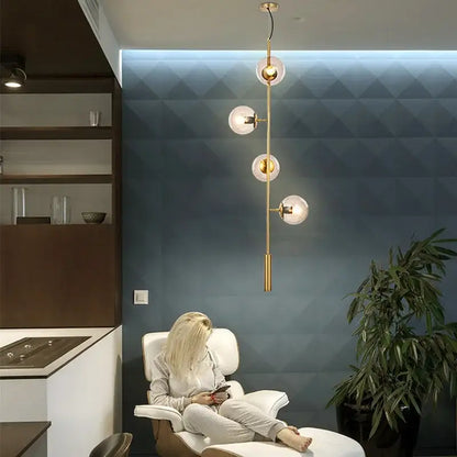 Modern brass five globe glass pendant lights for dining room