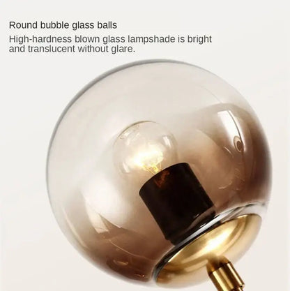 Modern brass five globe glass pendant lights for dining room