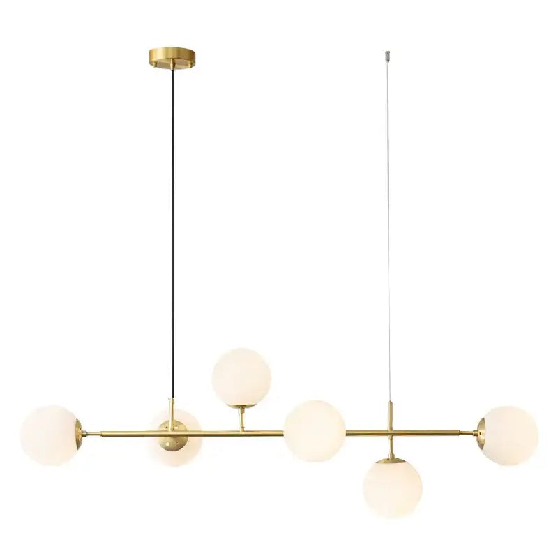 Modern brass five globe pendant light golden glass ball dining room