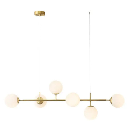 Modern brass five globe pendant light golden glass ball dining room