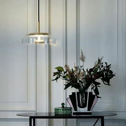 Modern brass floor lamp with glass lampshade for living room
