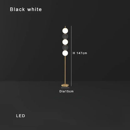 Modern brass floor lamp with six spheres for living room decor