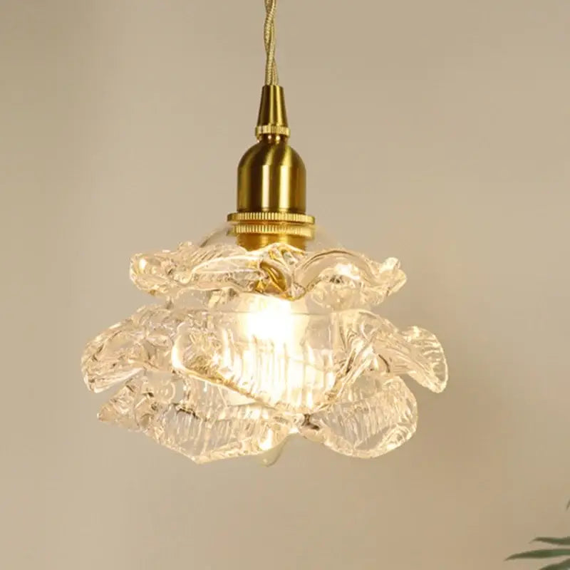 Modern brass flower glass led wall sconce bedroom light fixture