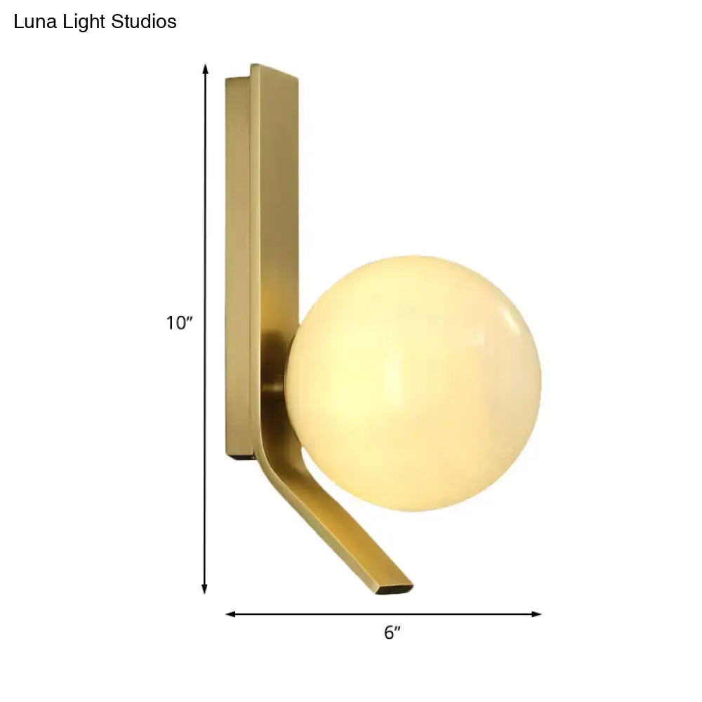 Modern brass frosted glass wall lamp for bedroom with curved backplate
