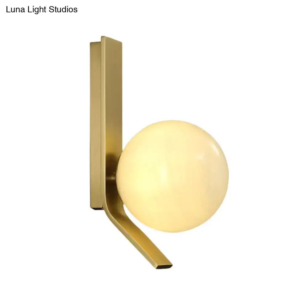 Modern brass frosted glass wall lamp for bedroom with curved backplate