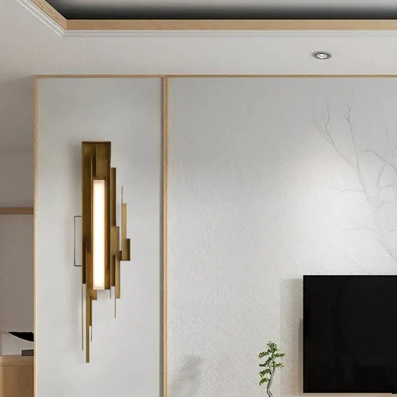 Modern brass geometric elegant wall lamp living room sconce