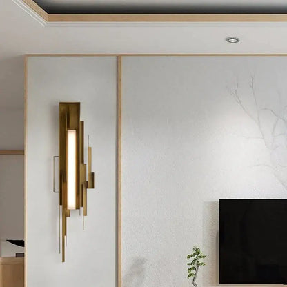 Modern brass geometric elegant wall lamp living room sconce