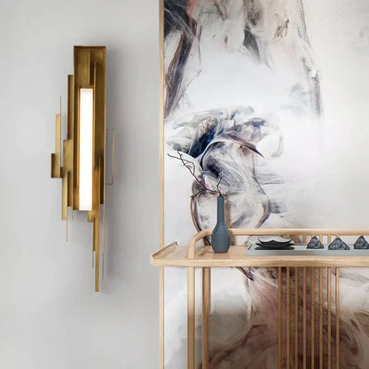 Modern brass geometric elegant wall lamp living room sconce
