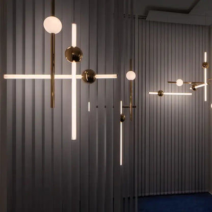 Modern brass geometric glass pendant lights for dining room