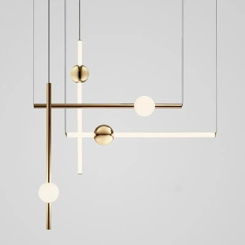 Modern brass geometric glass pendant lights for dining room
