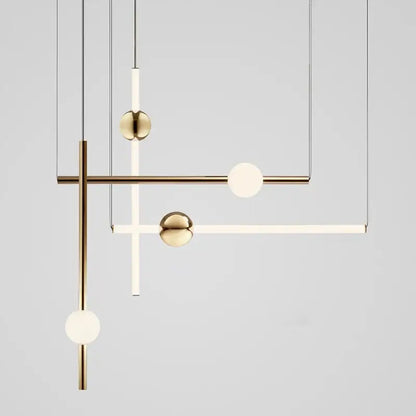 Modern brass geometric glass pendant lights for dining room
