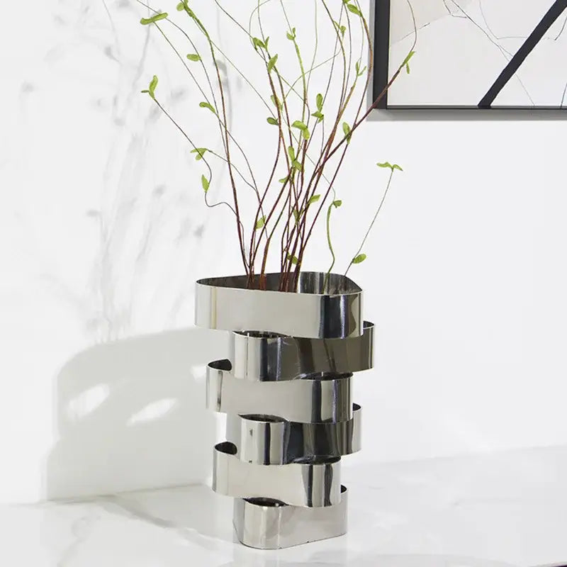 Modern brass geometric vase living room metallic decor