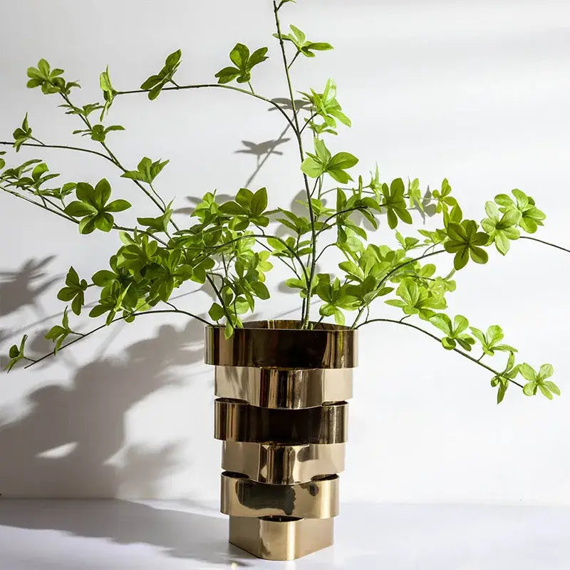 Modern brass geometric vase living room metallic decor