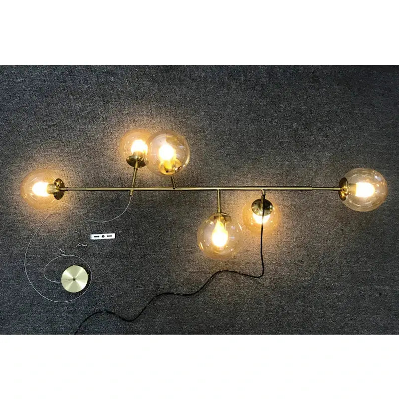 Modern brass glass ball chandelier for living room dining decor