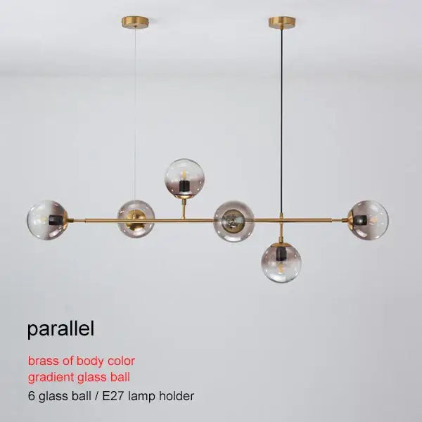 Modern brass glass ball chandelier for living room dining decor