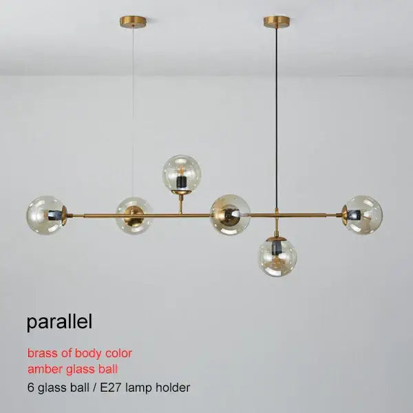 Modern brass glass ball chandelier for living room dining decor