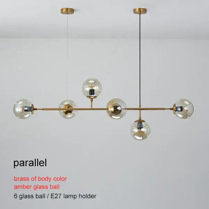 Modern brass glass ball chandelier for living room dining decor