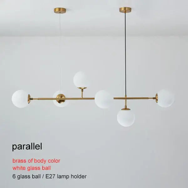 Modern brass glass ball chandelier for living room dining decor