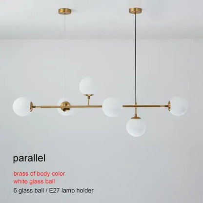 Modern brass glass ball chandelier for living room dining decor