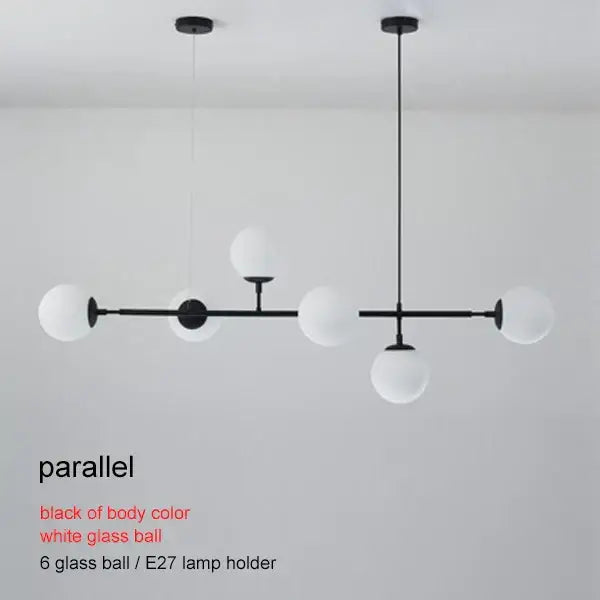 Modern brass glass ball chandelier for living room dining decor