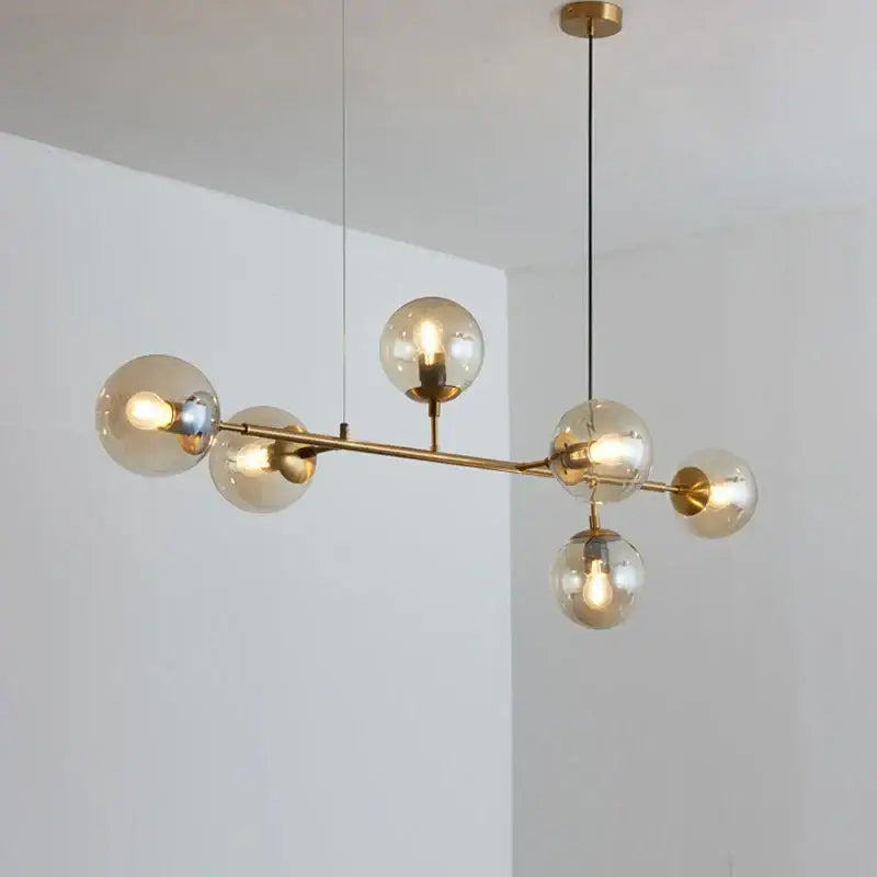 Modern brass glass ball chandelier for living room dining decor