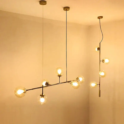 Modern brass glass ball chandelier for living room dining decor