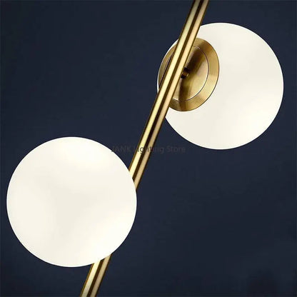 Modern brass glass ball floor lamp for bedroom and study