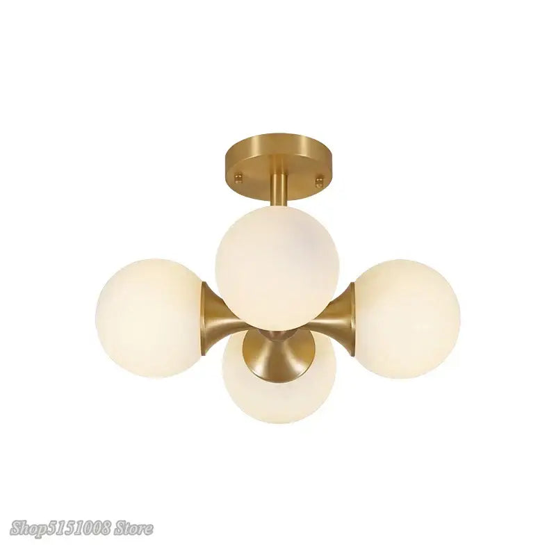 Modern brass glass ball led ceiling lights for living room