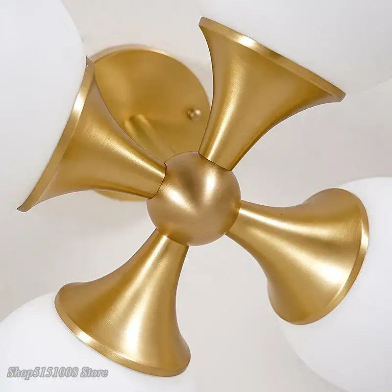 Modern brass glass ball led ceiling lights for living room