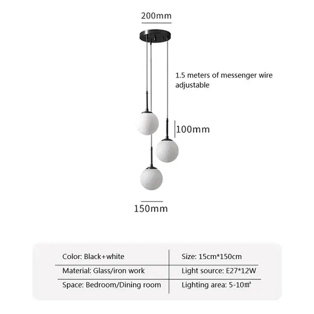 Modern brass glass ball led chandelier – dining room pendant light
