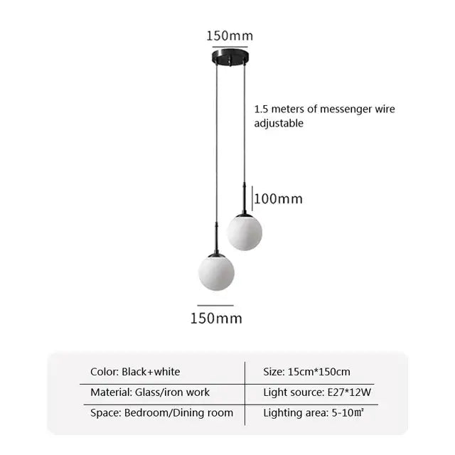 Modern brass glass ball led chandelier – dining room pendant light